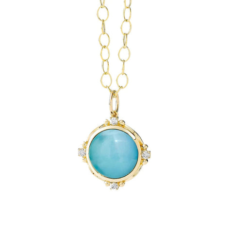 Mogul 18K Yellow Gold Small Gemstone Diamond Pendant