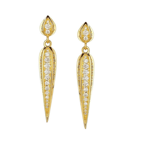 Syna Jewelry - Mogul Champagne Diamonds 18K Yellow Gold Stick Earrings | Manfredi Jewels