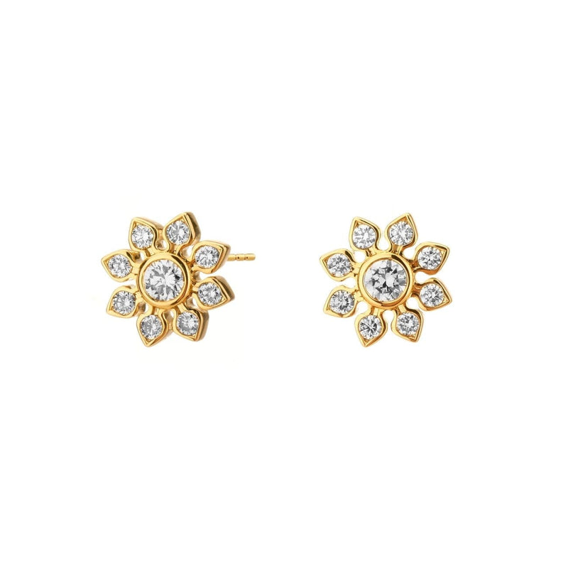 Syna Jewelry - Mogul Flower 18K Yellow Gold Studs | Manfredi Jewels