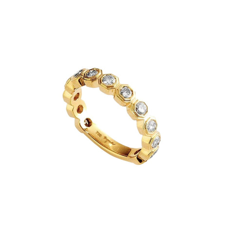 Octa 18K Yellow Gold Diamond Band Ring