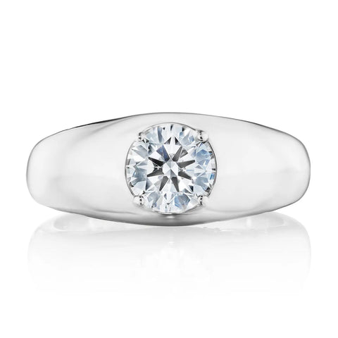 Allure 18K White Gold Domed Round Diamond Ring