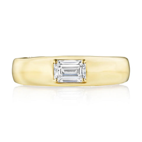 Allure 18K Yellow Gold Domed Emerald Diamond Ring