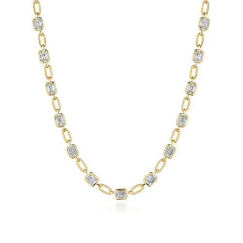 Tacori Jewelry - Allure 18K Yellow Gold Emerald Diamond Link Necklace | Manfredi Jewels