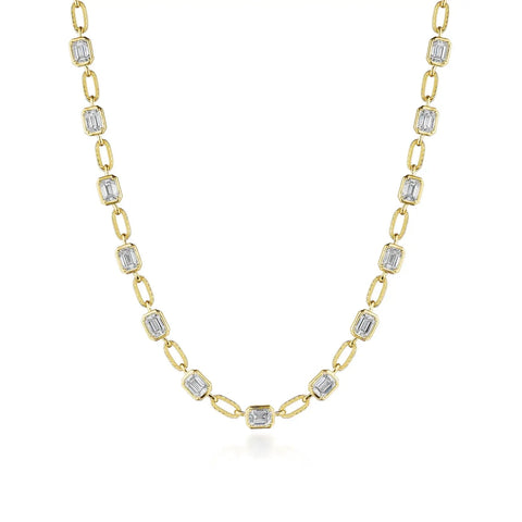 Allure 18K Yellow Gold Emerald Diamond Link Necklace