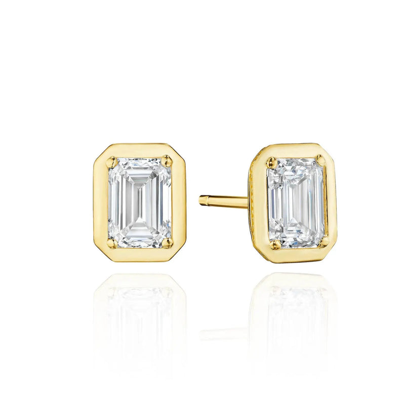 Tacori Jewelry - Allure 18K Yellow Gold Emerald Diamond Stud Earring | Manfredi Jewels