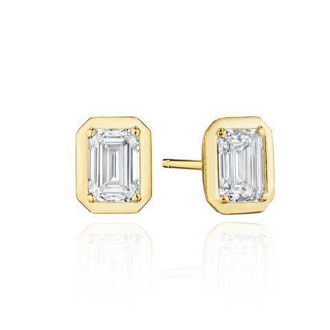 Allure 18K Yellow Gold Emerald Diamond Stud Earring