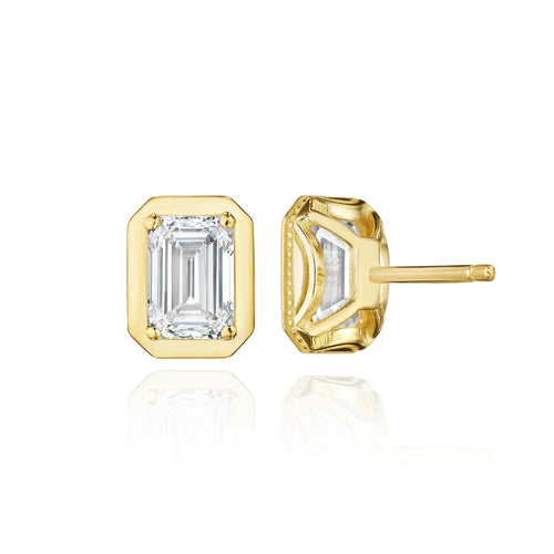 Tacori Jewelry - Allure 18K Yellow Gold Emerald Diamond Stud Earring | Manfredi Jewels