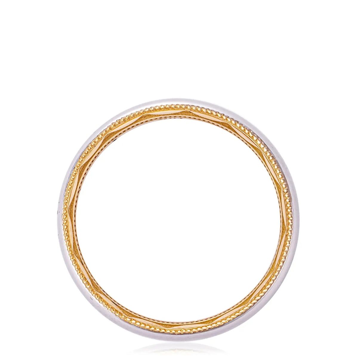 Tacori Jewelry - Classic 18K White and Yellow Gold Two-Tone Rounded High Polish Finish Wedding Band Ring | Manfredi Jewels