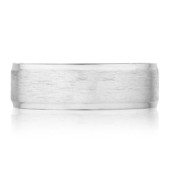 Tacori Jewelry - Classic 18K White Gold Bevel Edge in Brushed Finish Wedding Band Ring | Manfredi Jewels