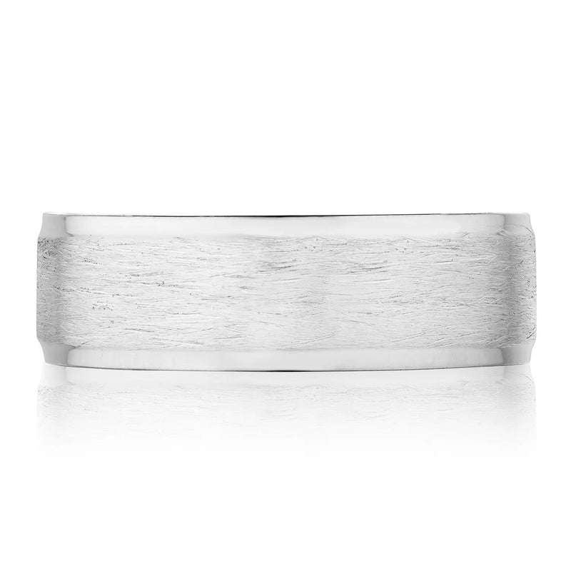 Tacori Jewelry - Classic 18K White Gold Bevel Edge in Brushed Finish Wedding Band Ring | Manfredi Jewels