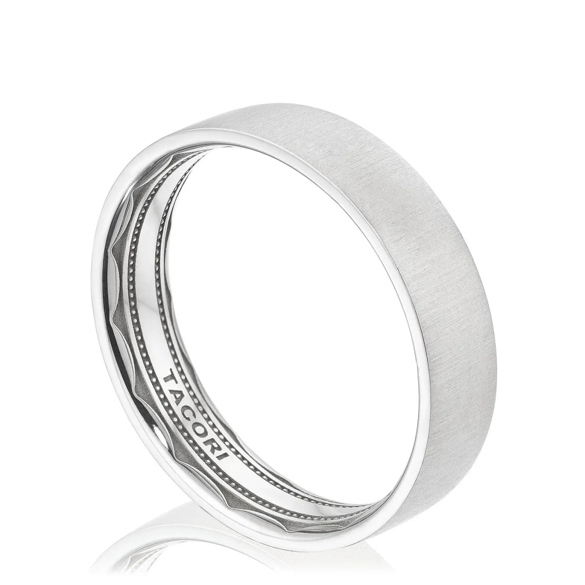 Tacori Jewelry - Classic 18K White Gold Flat Satin Finish Wedding Band Ring | Manfredi Jewels