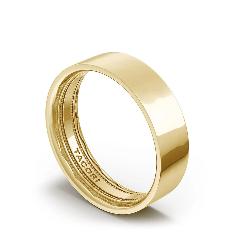 Tacori Jewelry - Classic 18K Yellow Gold Flat High Polish Finish Wedding Band Ring | Manfredi Jewels