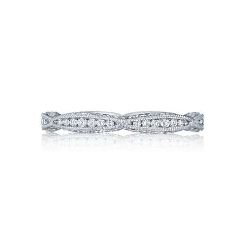 Tacori Eternity Bands - Classic Crescent Platinum Twist with Diamond Accent Wedding Band Ring | Manfredi Jewels