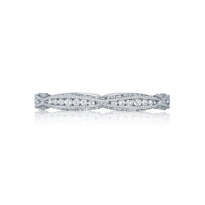 Tacori Eternity Bands - Classic Crescent Platinum Twist with Diamond Accent Wedding Band Ring | Manfredi Jewels