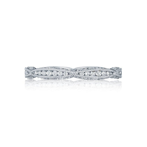 Classic Crescent Platinum Twist with Diamond Accent Wedding Band Ring