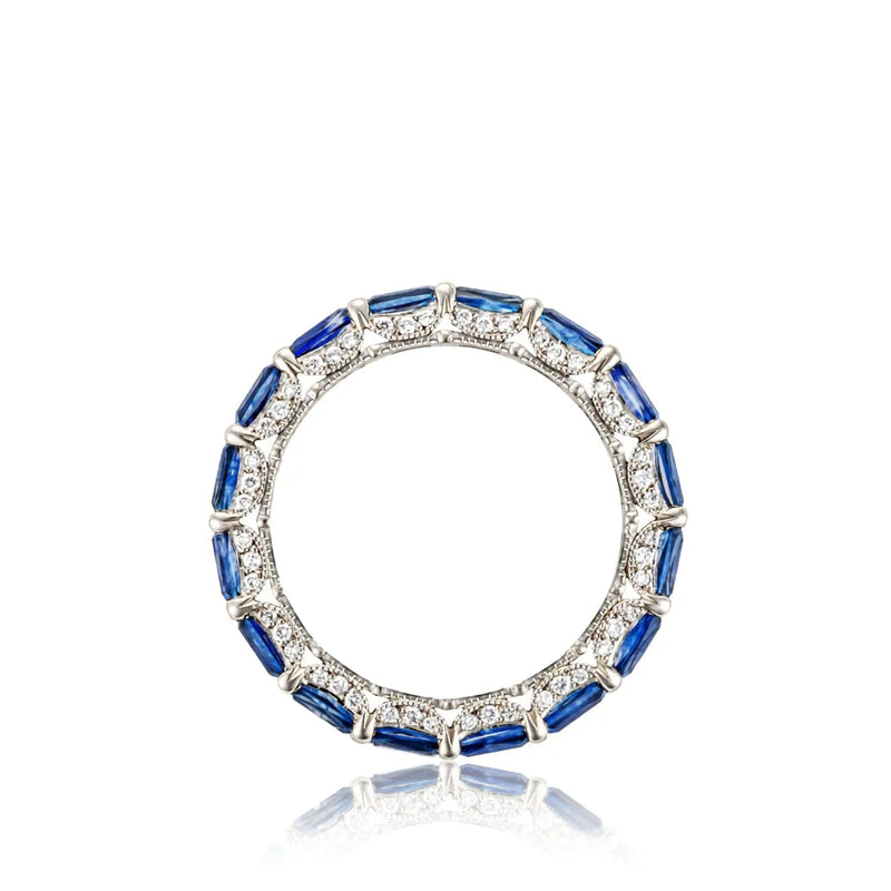 Tacori Eternity Bands - Classic Crescent RoyalT 18K White Gold Exclusive Cut Sapphire Band Ring | Manfredi Jewels