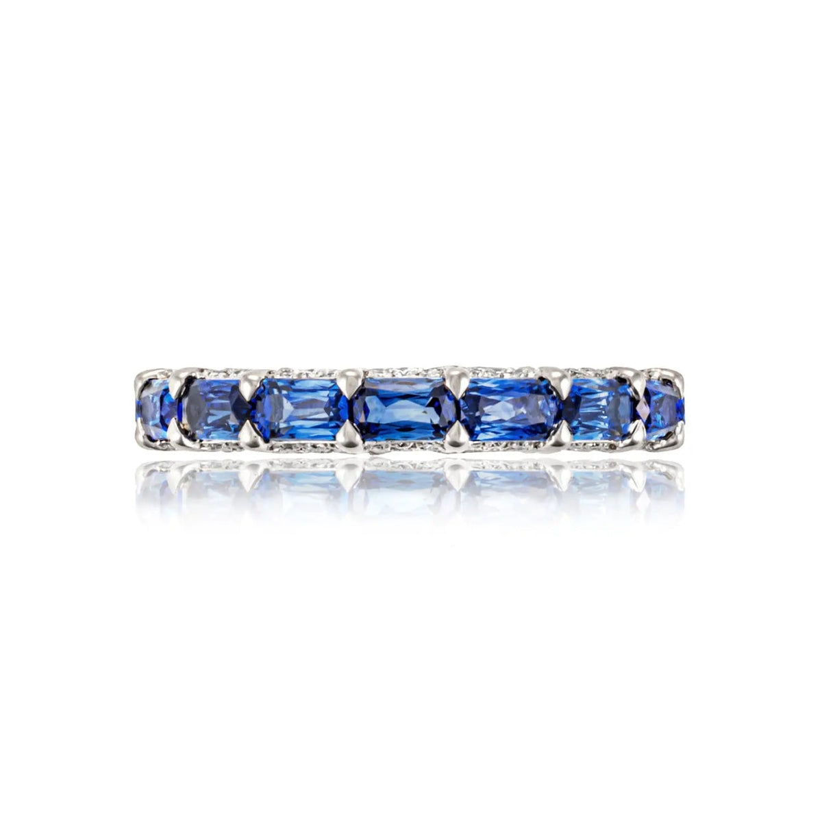 Tacori Eternity Bands - Classic Crescent RoyalT 18K White Gold Exclusive Cut Sapphire Eternity Band Ring | Manfredi Jewels