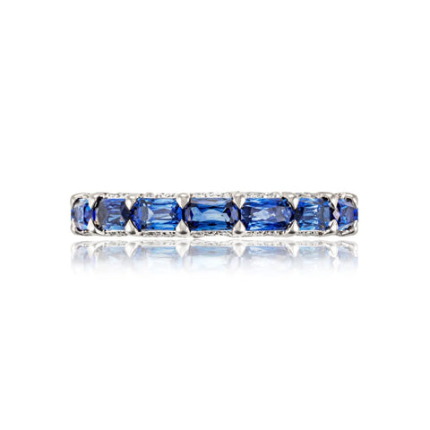 Classic Crescent RoyalT 18K White Gold Exclusive Cut Sapphire Eternity Band Ring