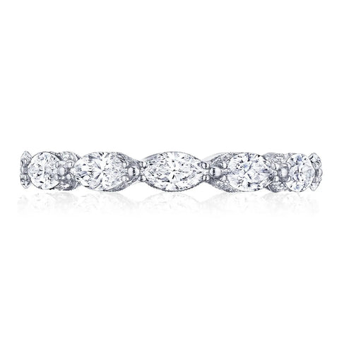 Classic Crescent RoyalT Platinum Marquise Cut Diamond Eternity Band Ring