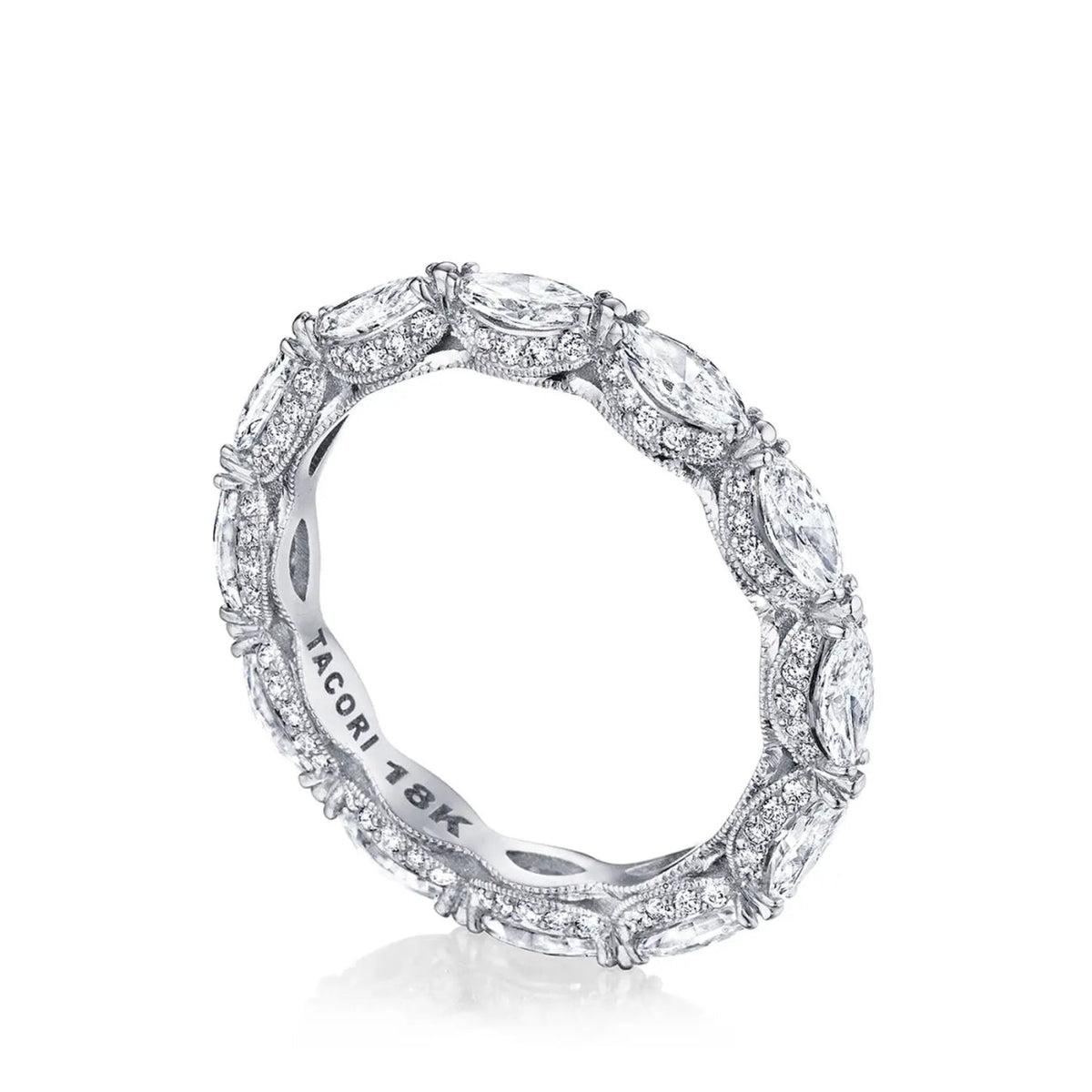 Tacori Eternity Bands - Classic Crescent RoyalT Platinum Marquise Cut Diamond Eternity Band Ring | Manfredi Jewels