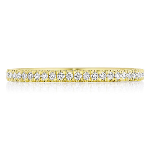 Coastal Crescent 14K Yellow Gold French Pavé Diamond Wedding Band Ring