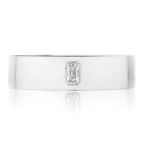 Tacori Jewelry - Diamond 18K White Gold Bezel Set in High Polish Finish Wedding Band Ring | Manfredi Jewels