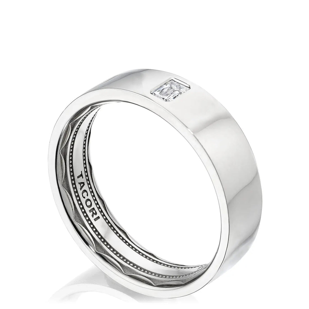 Tacori Jewelry - Diamond 18K White Gold Bezel Set Diamond in High Polish Finish Wedding Band Ring | Manfredi Jewels