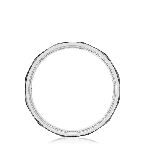 Tacori Wedding Rings - Geometric 18K White Gold Faceted in Satin Finish Band Ring | Manfredi Jewels
