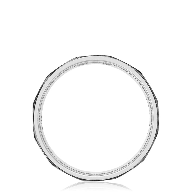 Tacori Wedding Rings - Geometric 18K White Gold Faceted in Satin Finish Band Ring | Manfredi Jewels