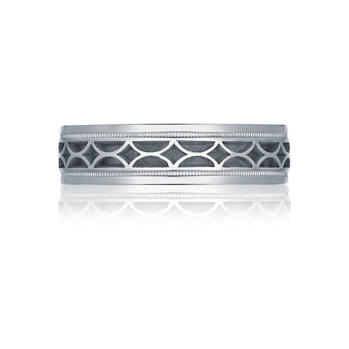 Tacori Wedding Rings - Geometric 18K White Gold High Polish Finish Wedding Band Ring | Manfredi Jewels