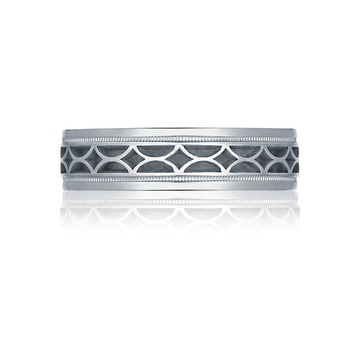 Tacori Wedding Rings - Geometric 18K White Gold High Polish Finish Wedding Band Ring | Manfredi Jewels