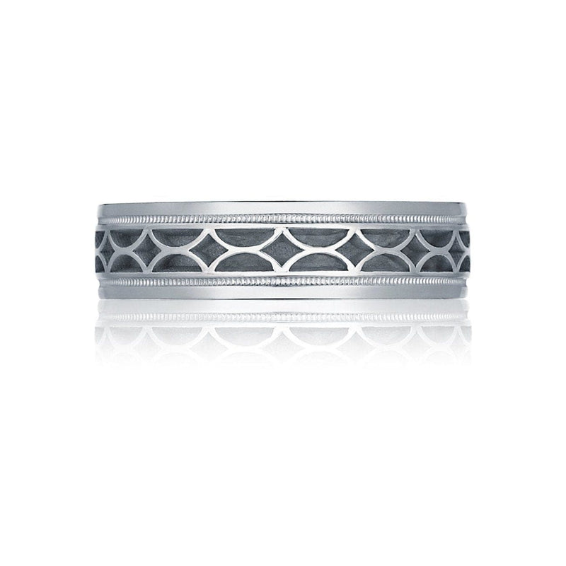 Tacori Wedding Rings - Geometric 18K White Gold High Polish Finish Wedding Band Ring | Manfredi Jewels