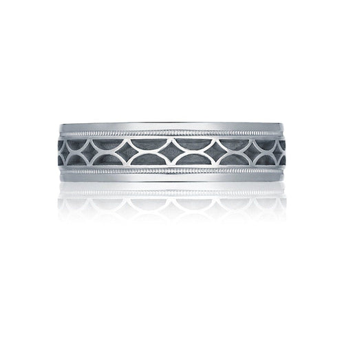 Tacori Wedding Rings - Geometric 18K White Gold High Polish Finish Band Ring | Manfredi Jewels