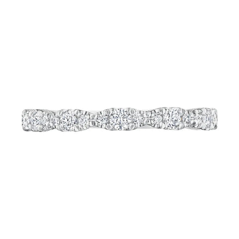 Petite Crescent RoyalT 18K White Gold Marquise Shape Design Detail Wedding Band Ring