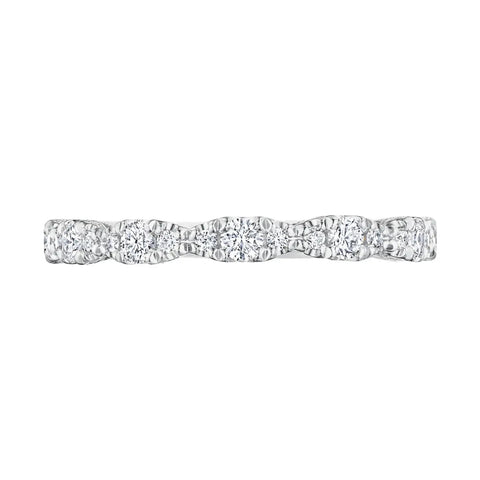 Petite Crescent RoyalT 18K White Gold Marquise Shape Design Detail Wedding Band Ring