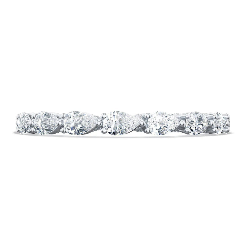 Tacori Eternity Bands - Sculpted Crescent 18 White Gold Pear Foundation Wedding Band Ring | Manfredi Jewels