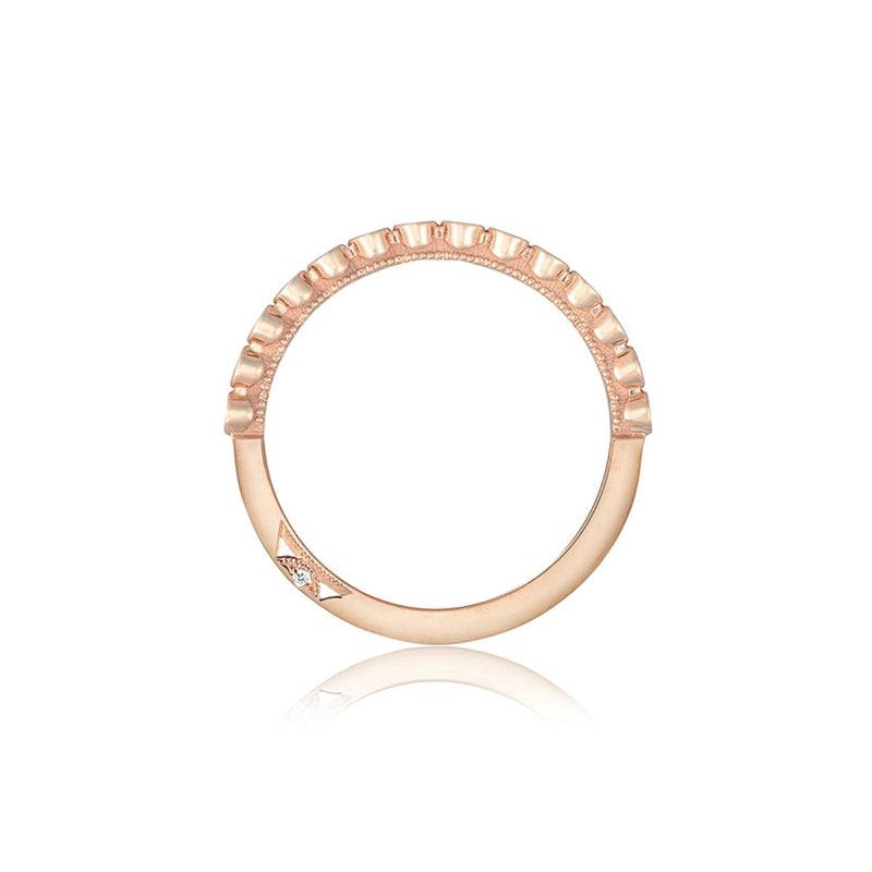 Tacori Eternity Bands - Sculpted Crescent 18K Rose Gold Round Bezel Droplet Diamond Wedding Band Ring | Manfredi Jewels