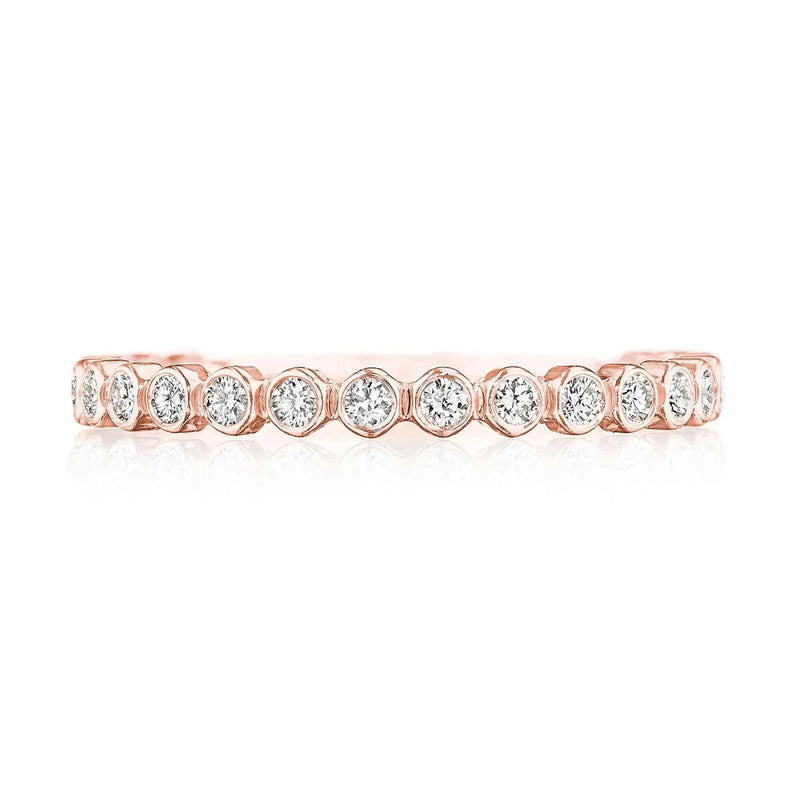 Tacori Eternity Bands - Sculpted Crescent 18K Rose Gold Round Bezel Droplet Diamond Wedding Band Ring | Manfredi Jewels