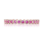Tacori Eternity Bands - Sculpted Crescent 18K Rose Gold Round Bezel Pink Sapphire Droplet Wedding Band Ring | Manfredi Jewels