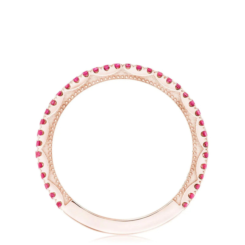 Tacori Eternity Bands - Sculpted Crescent 18K Rose Gold String of Pink Sapphires Ring | Manfredi Jewels