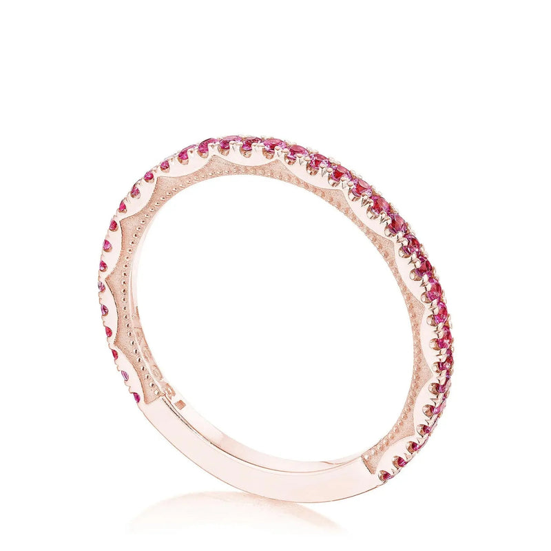 Tacori Eternity Bands - Sculpted Crescent 18K Rose Gold String of Pink Sapphires Ring | Manfredi Jewels