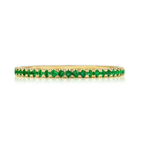 Tacori Eternity Bands - Sculpted Crescent 18K Yellow Gold String of Emeralds Ring | Manfredi Jewels