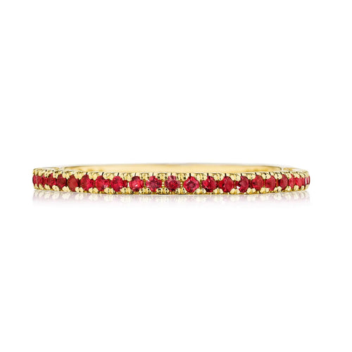 Tacori Eternity Bands - Sculpted Crescent 18K Yellow Gold String of Rubies Ring | Manfredi Jewels
