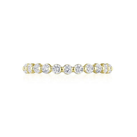 Sculpted Crescent 18K Yellow Gold Two-Prong Diamond Band Ring
