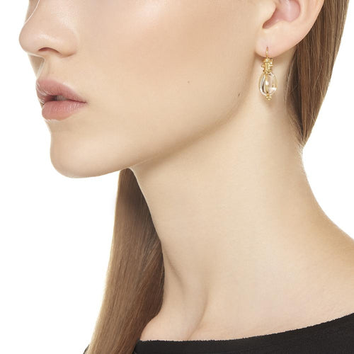 Temple St Clair Jewelry - 18K Classic Amulet Earrings 18KT YELLOW GOLD & CRYSTAL EGG | Manfredi Jewels