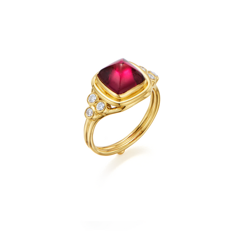 18K Collina Ring- 18KT YELLOW GOLD SUGARLOAF RUBELLITE RING