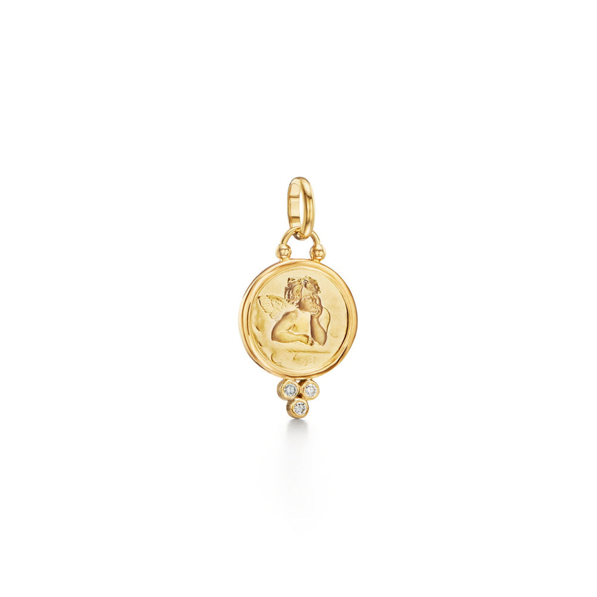 Temple St Clair Jewelry - Amulet 18K Yellow Gold Diamond Angel Pendant | Manfredi Jewels