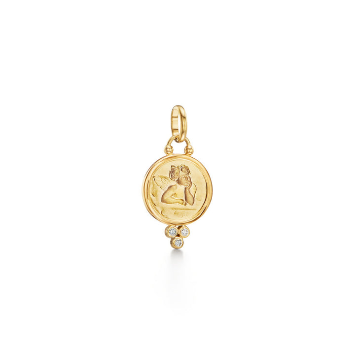 Temple St Clair Jewelry - Amulet 18K Yellow Gold Diamond Angel Pendant | Manfredi Jewels