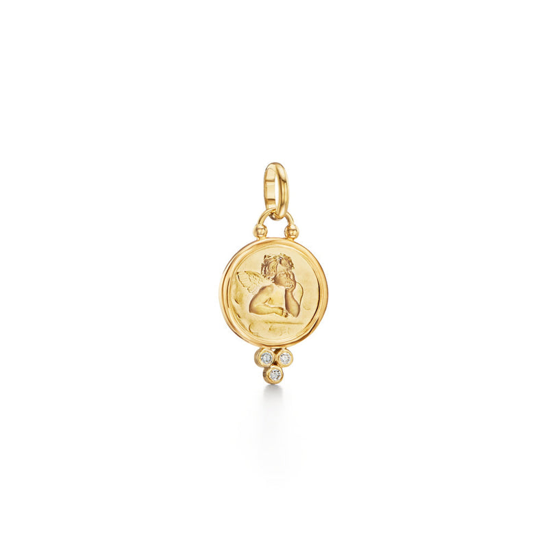 Temple St Clair Jewelry - Amulet 18K Yellow Gold Diamond Angel Pendant | Manfredi Jewels