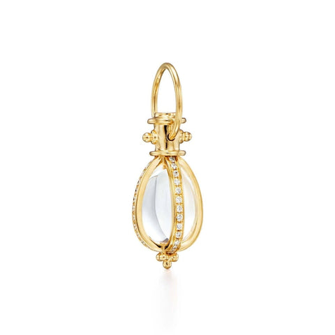 Amulet 18K Yellow Gold Rock Crystal & Diamond Pavé Pendant